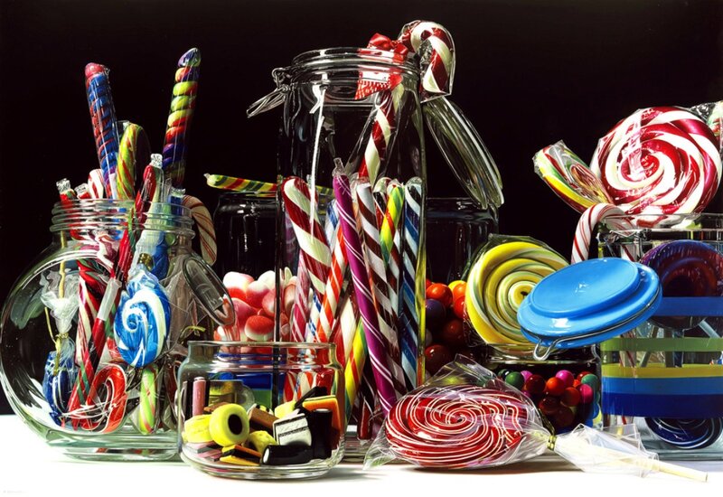 Colorful Candies in Jars