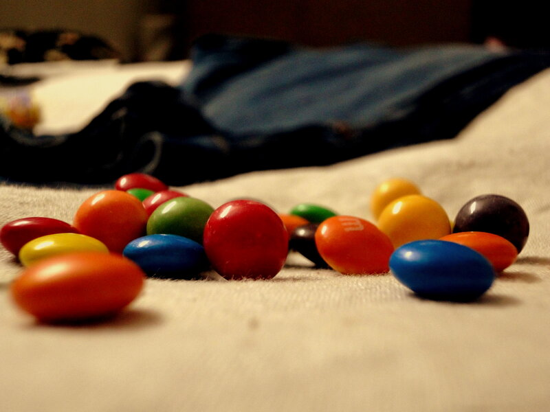 Colorful Candies on Fabric