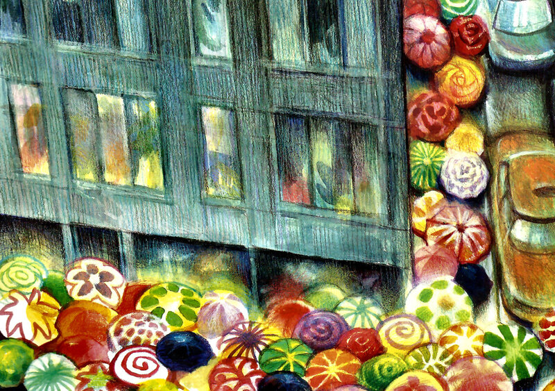 Colorful Candies on Ground — Green