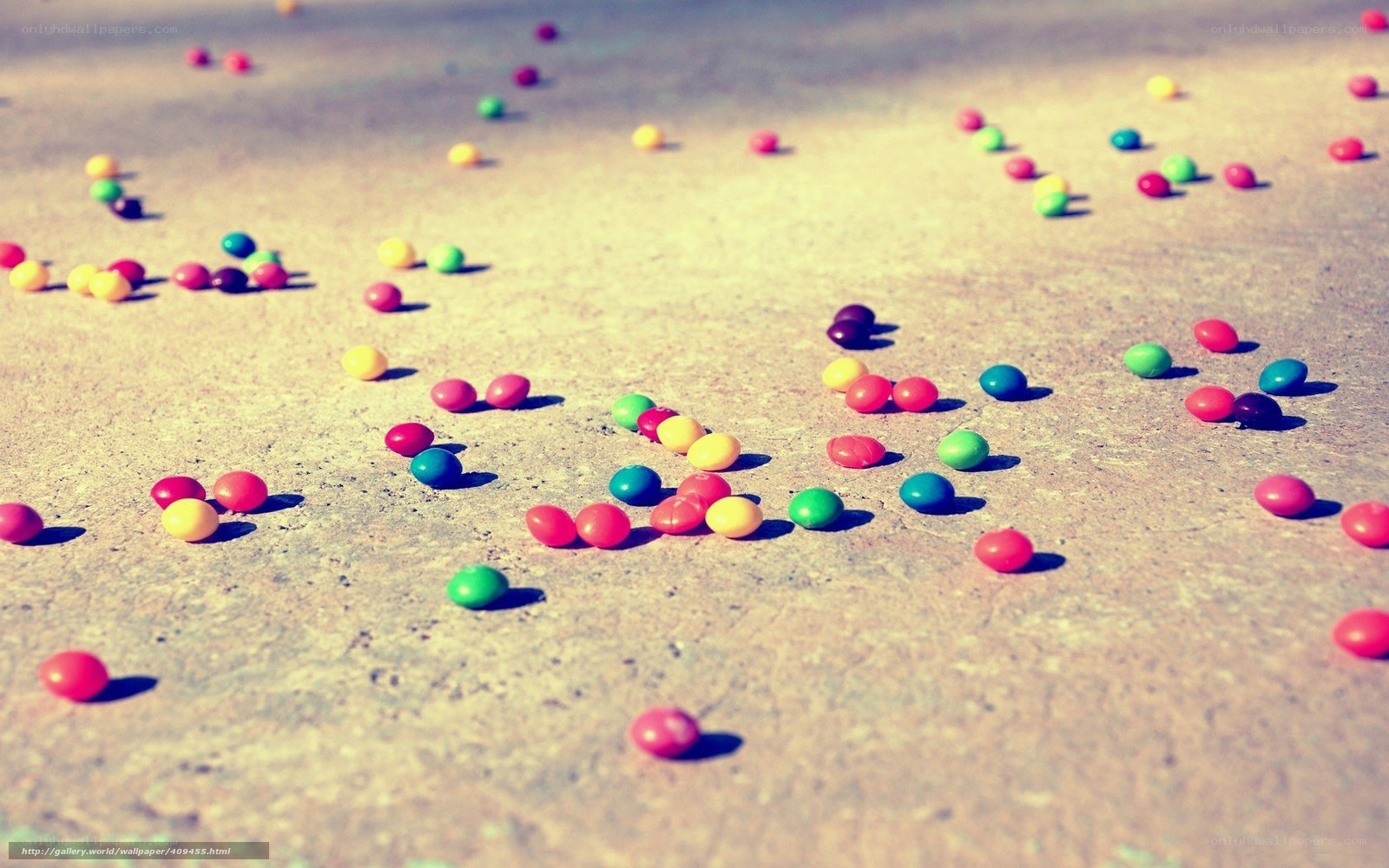 Colorful candies on pavement
