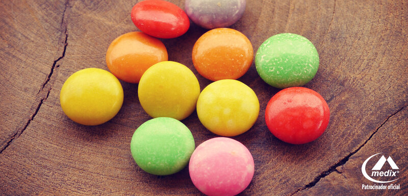 Colorful Candies on Wood