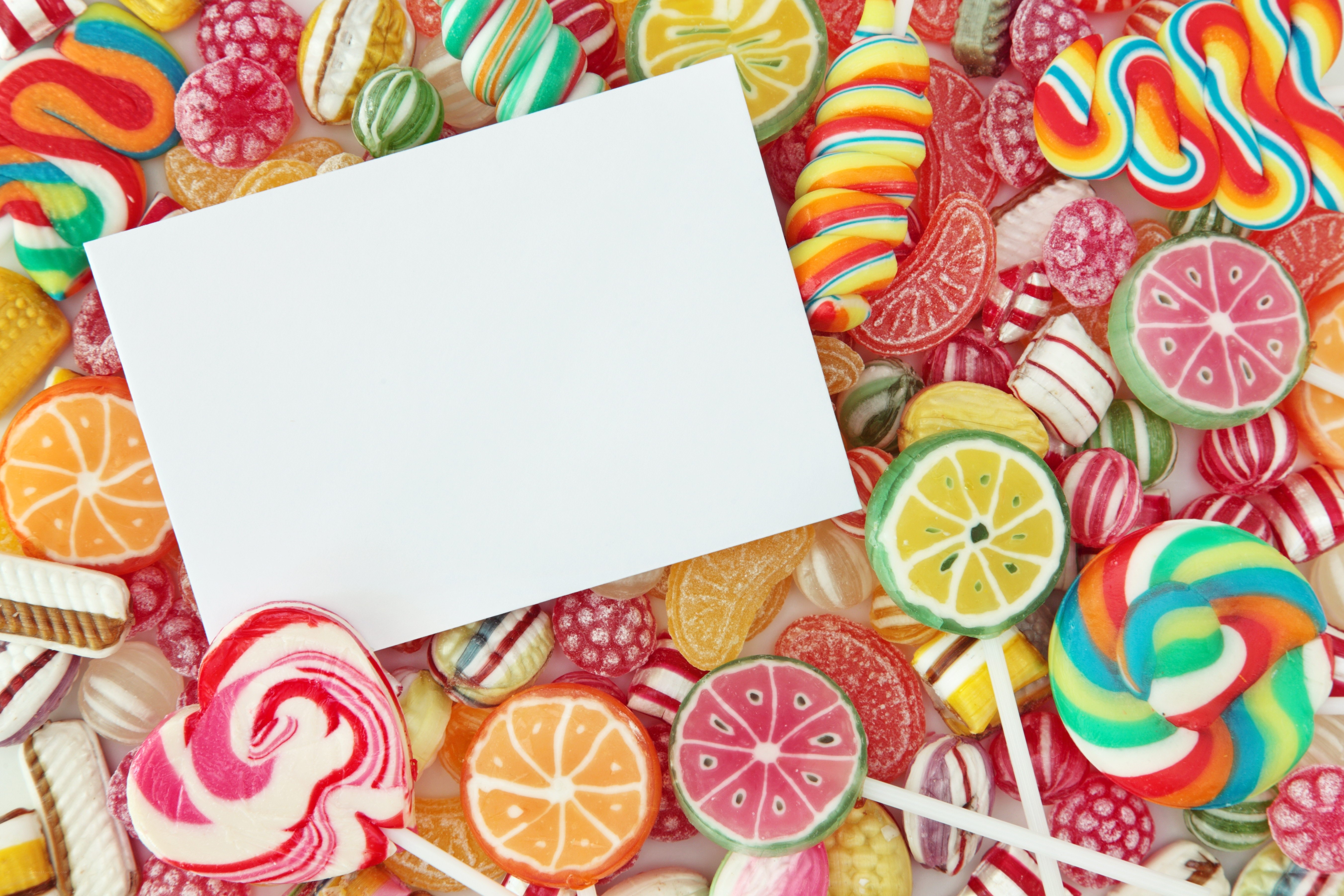 colorful candies with blank card