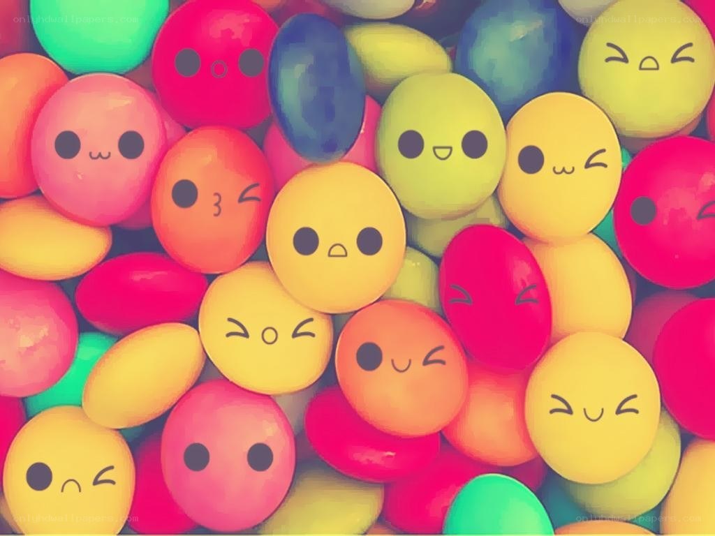 colorful candies with faces