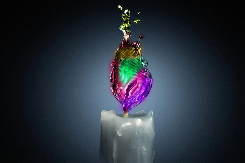 Colorful candle flame