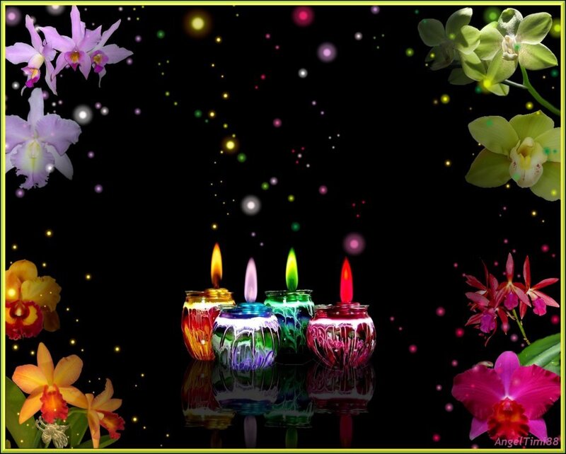 Colorful Candles and Orchids