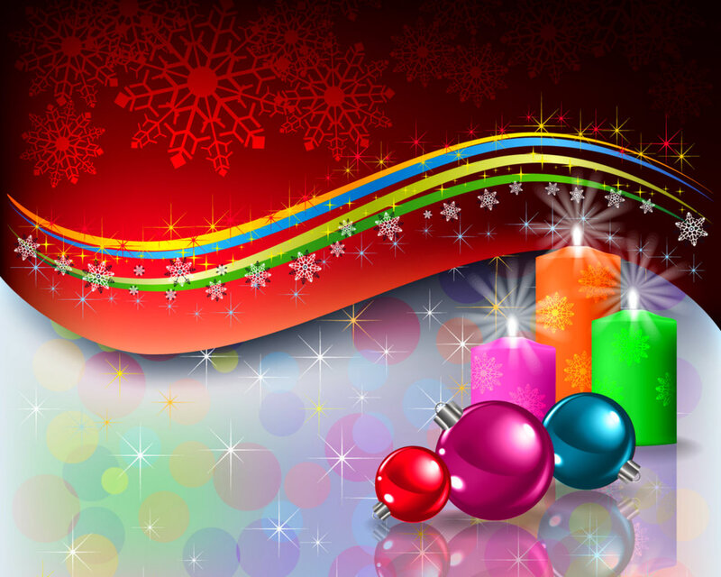Colorful Candles and Ornaments — Red