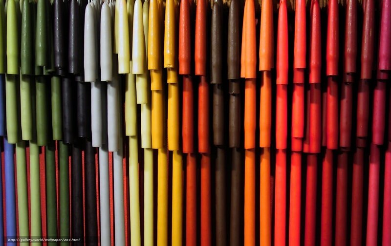 Colorful candles arranged in rows