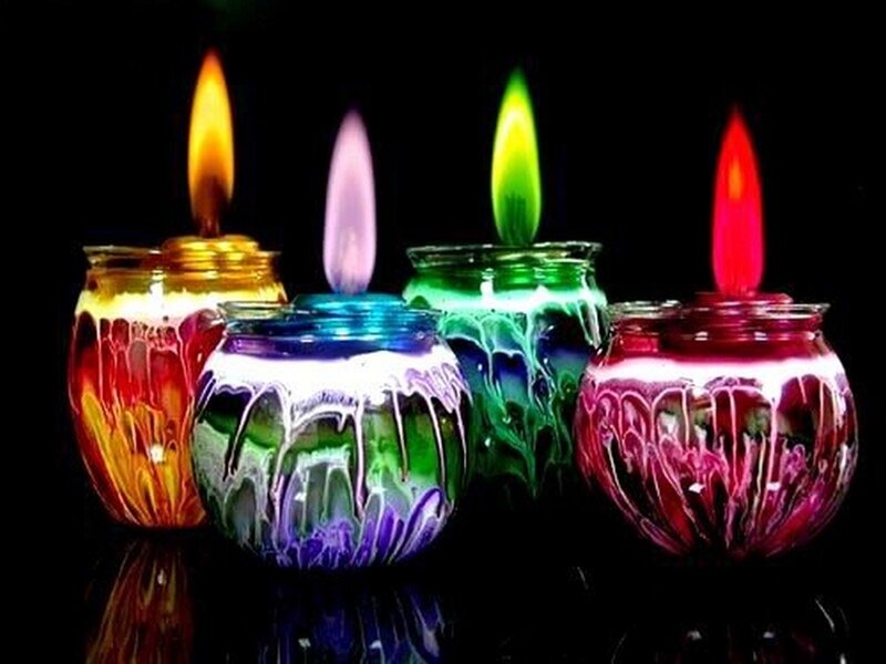 Colorful Candles in Jars — Black