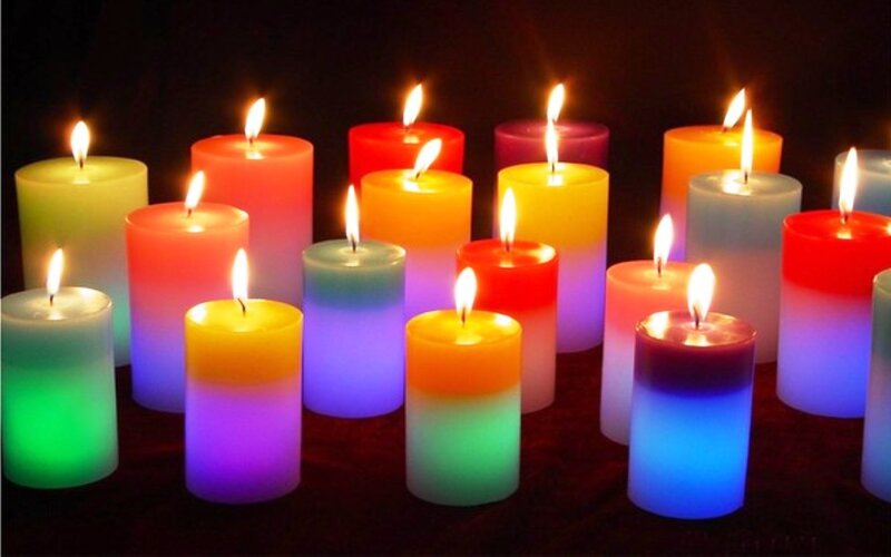 Colorful Candles Lit