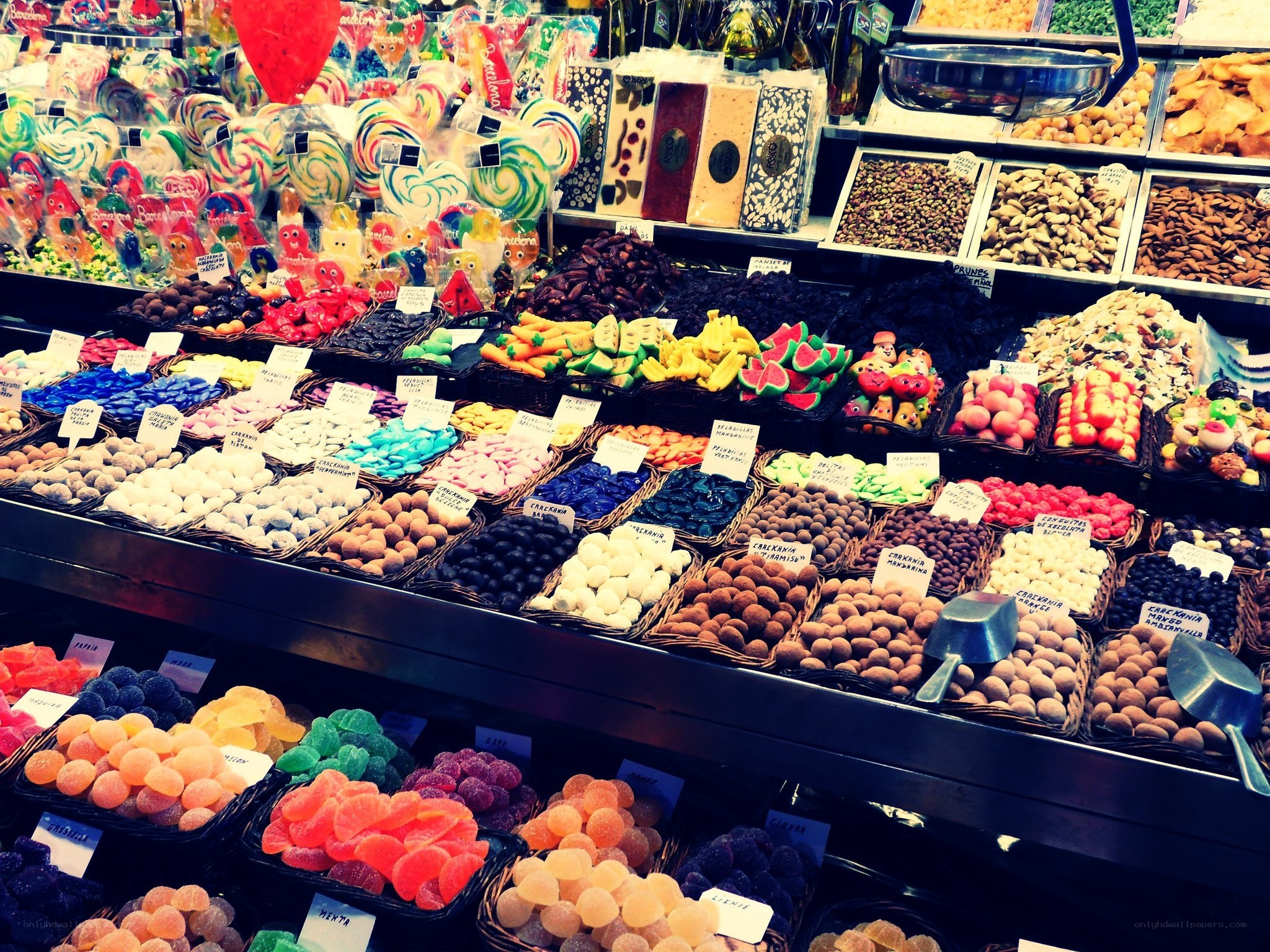 Colorful candy and nut display