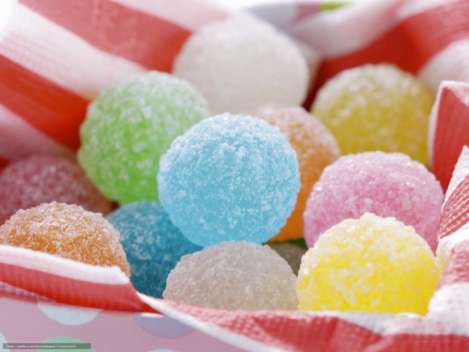 Colorful candy balls in a basket