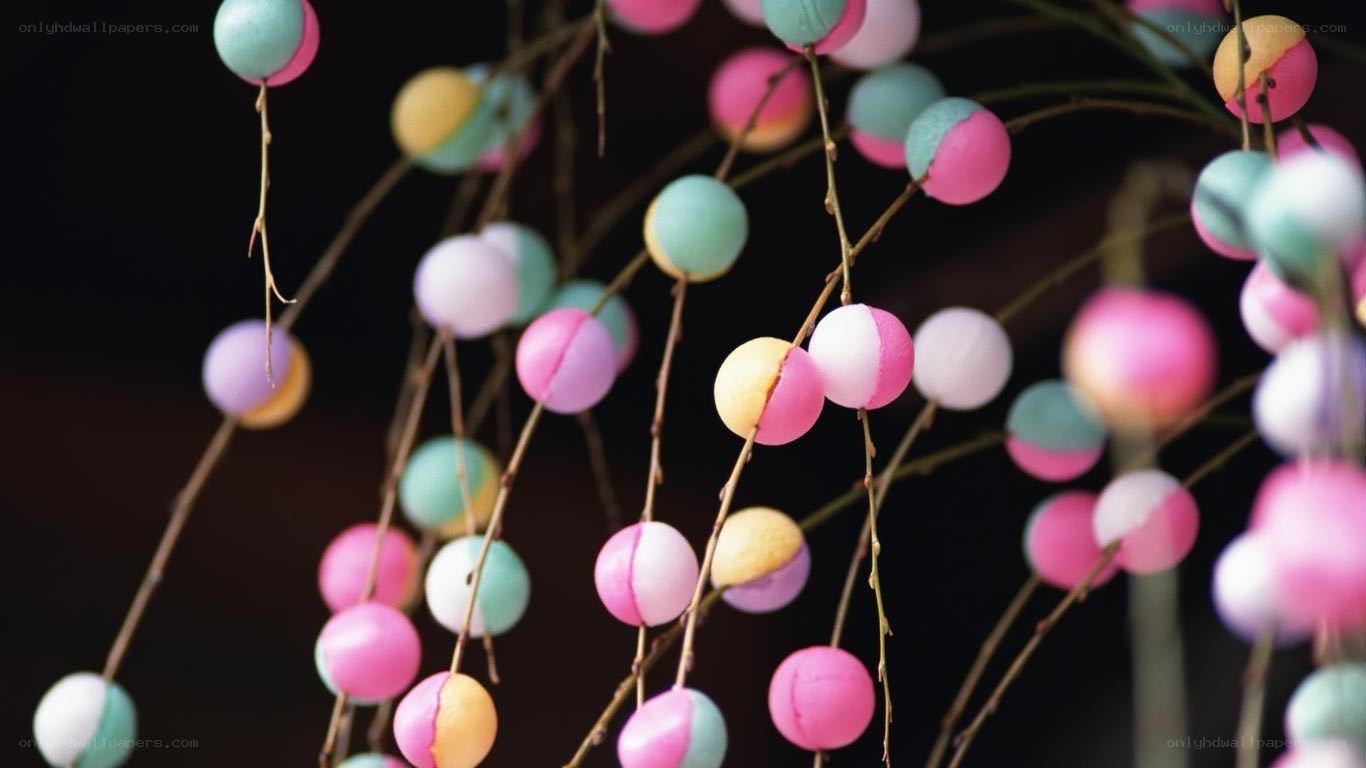 colorful candy balls on branches