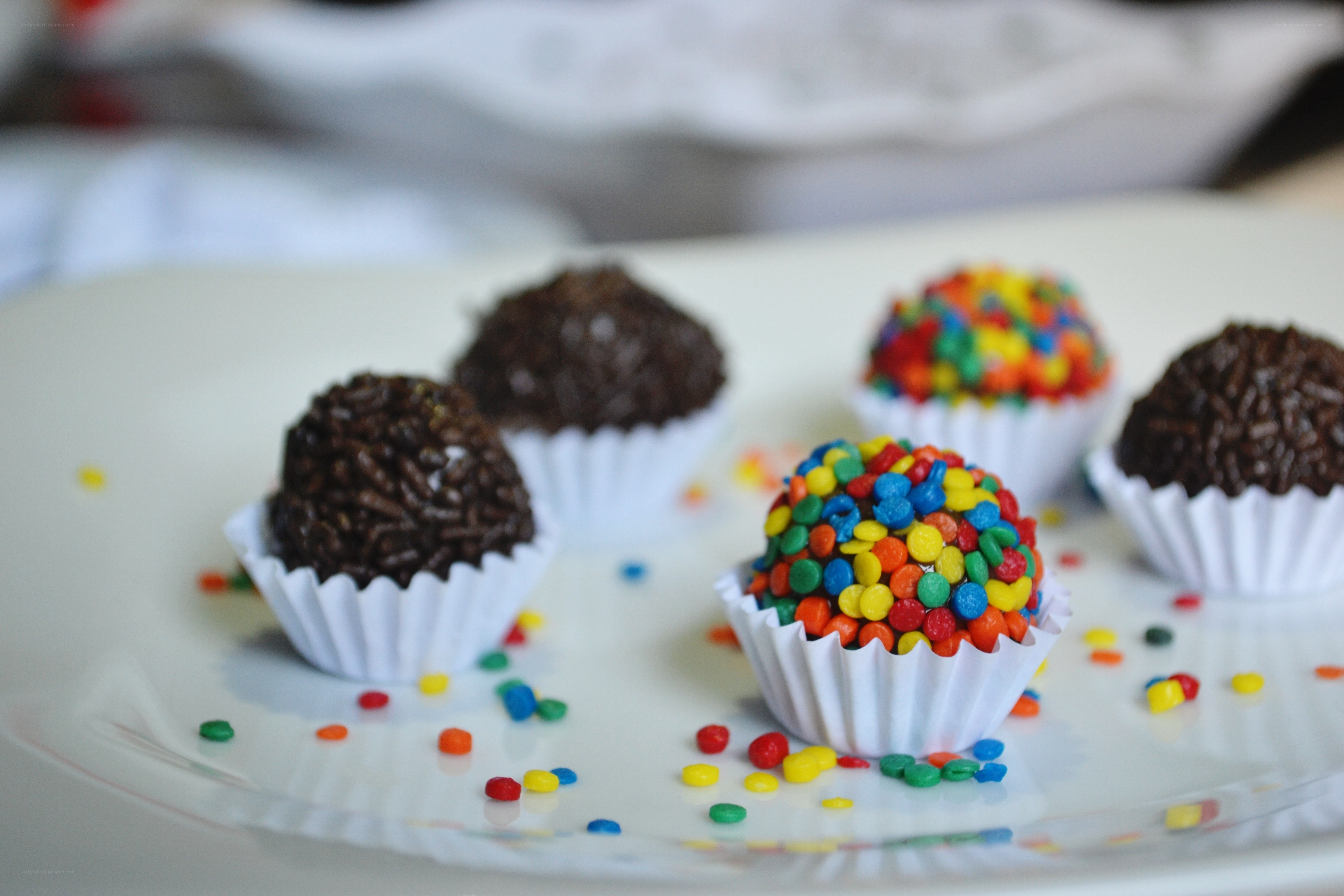 Colorful candy-covered truffles
