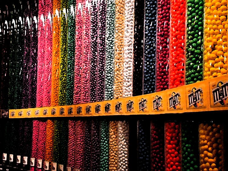Colorful candy dispensers