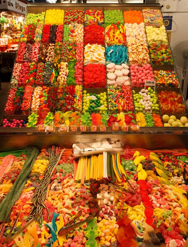 Colorful Candy Display — Red, Vibrant