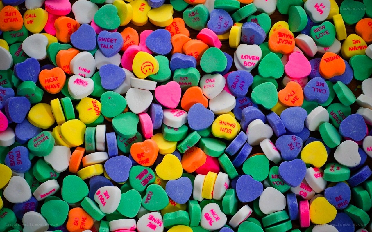 Colorful candy hearts