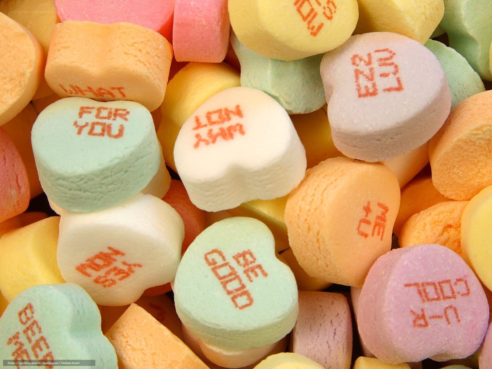 colorful candy hearts with messages