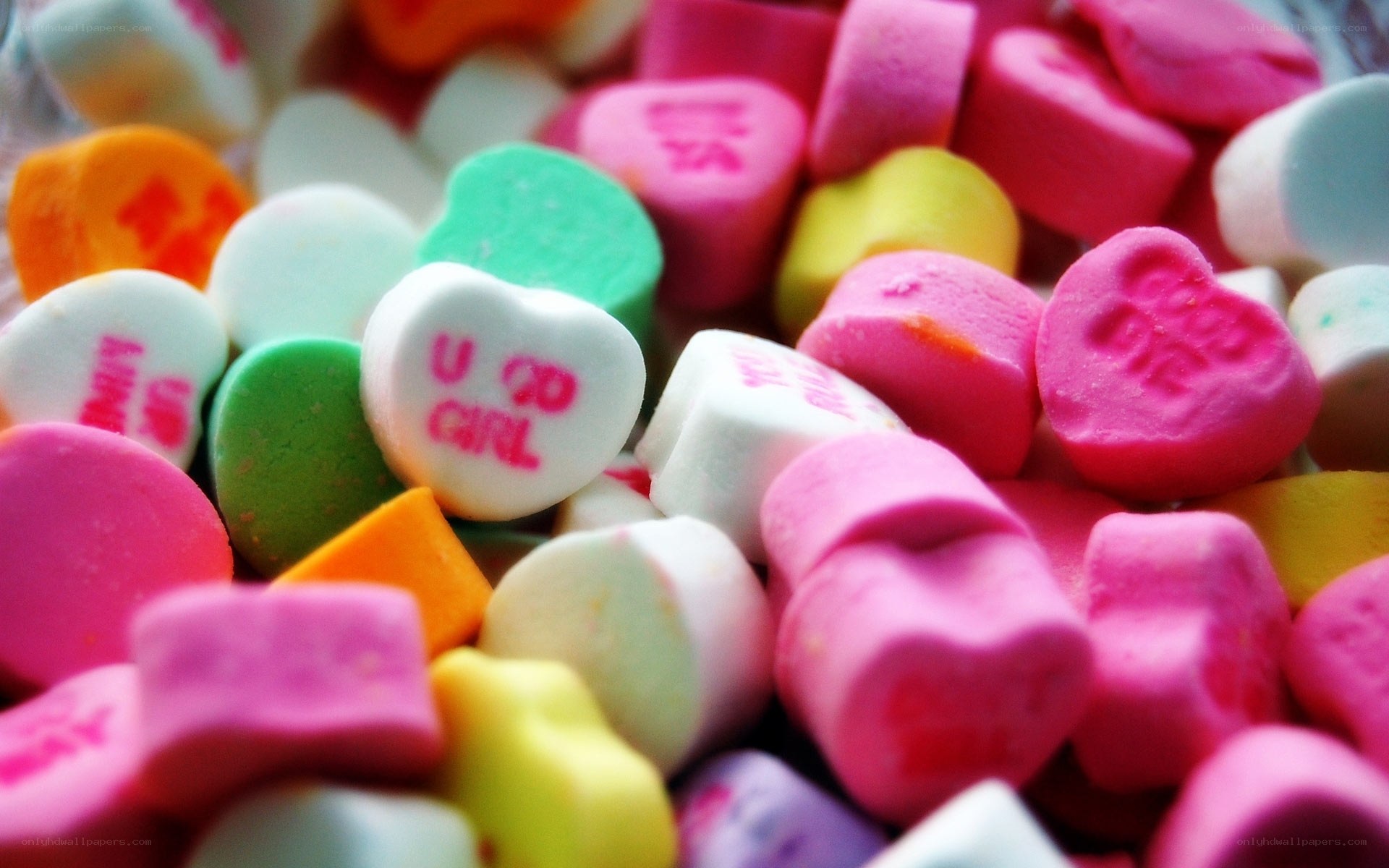 Colorful candy hearts