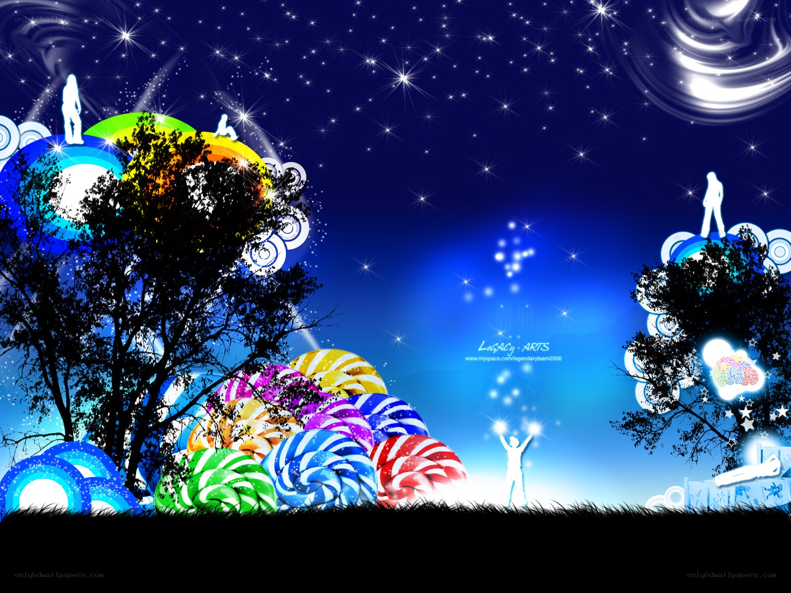 colorful candy night scene