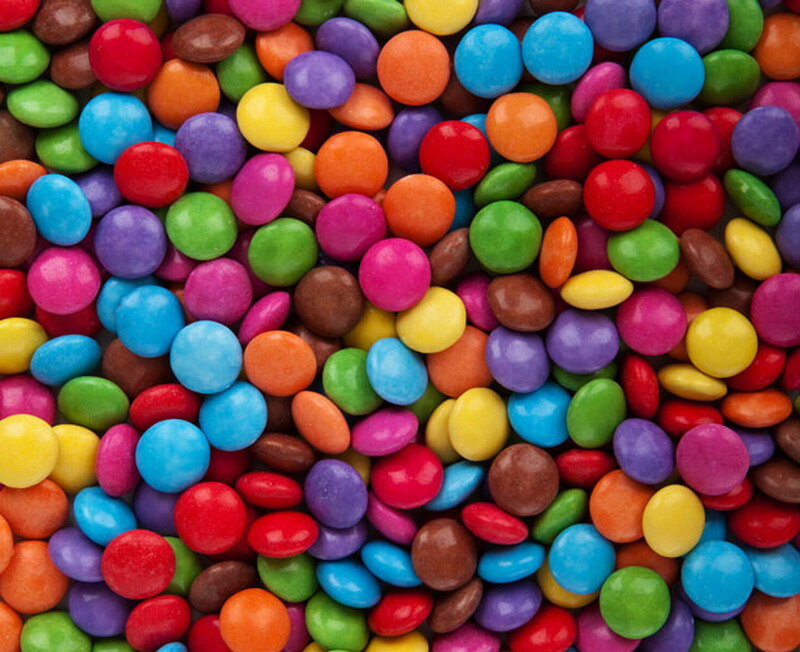 Colorful Candy Pieces — Red, Vibrant