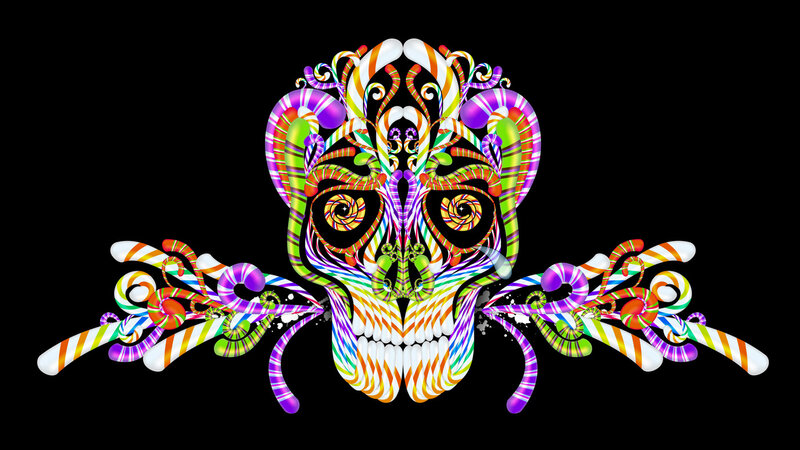 colorful candy skull art