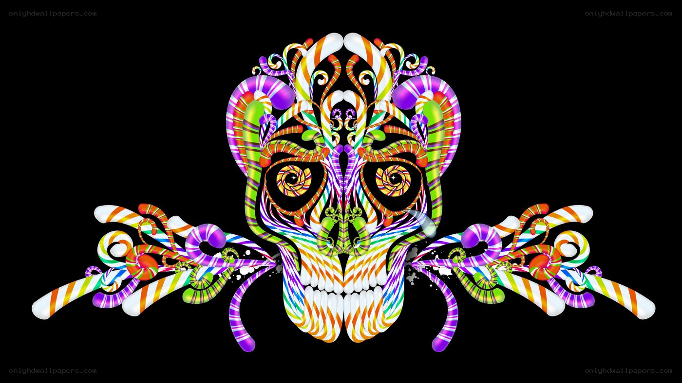 colorful candy skull art