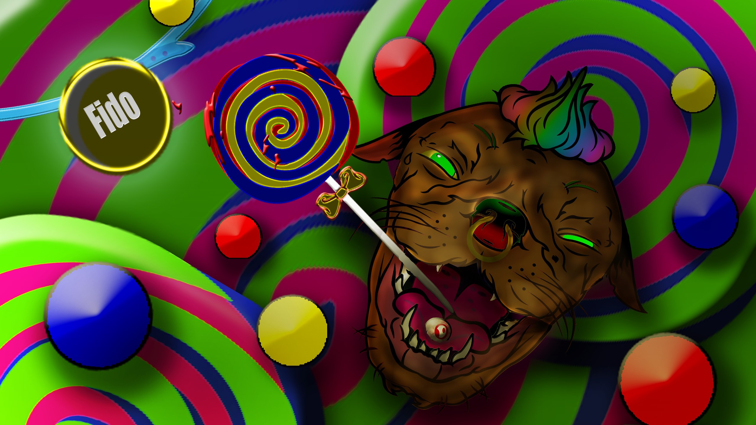 Colorful candy-themed artwork