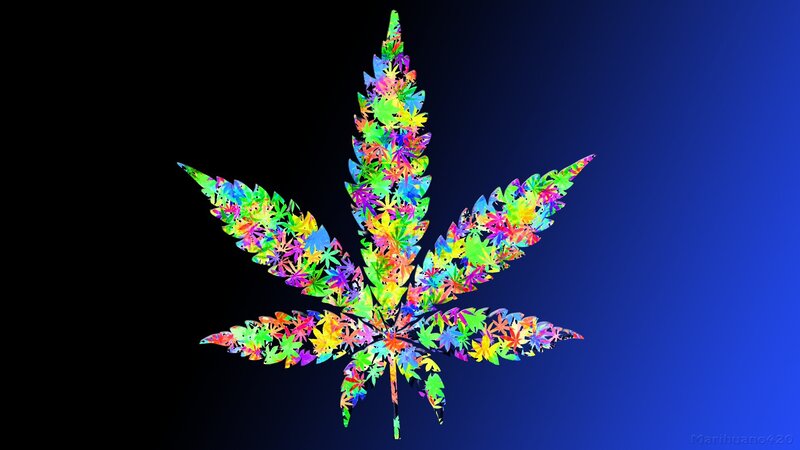 Colorful Cannabis Leaf — Blue