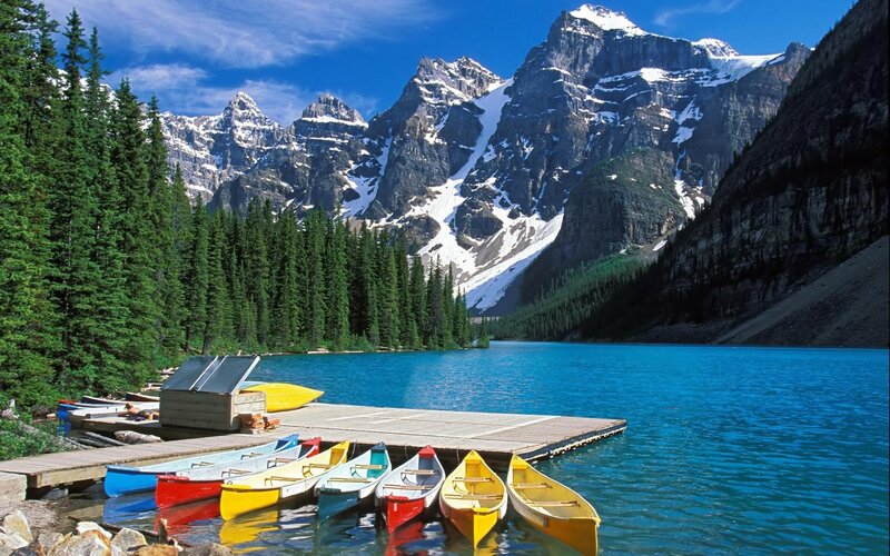 Colorful Canoes at Lake