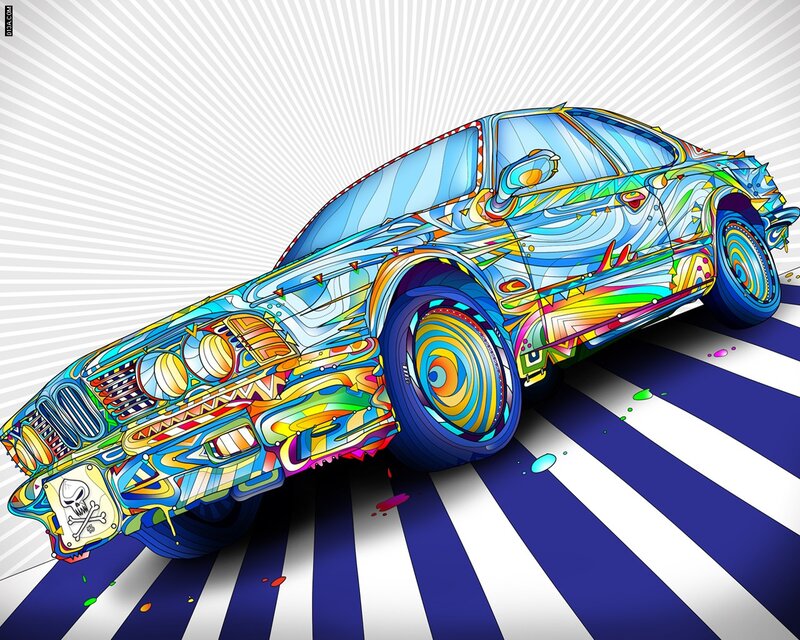 colorful car art illustration