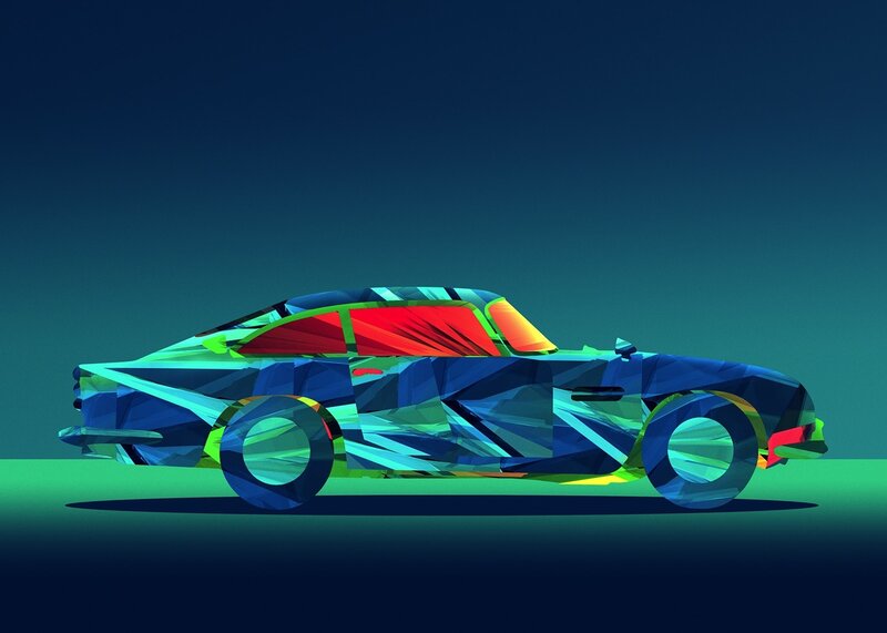 Colorful Car Illustration — Blue