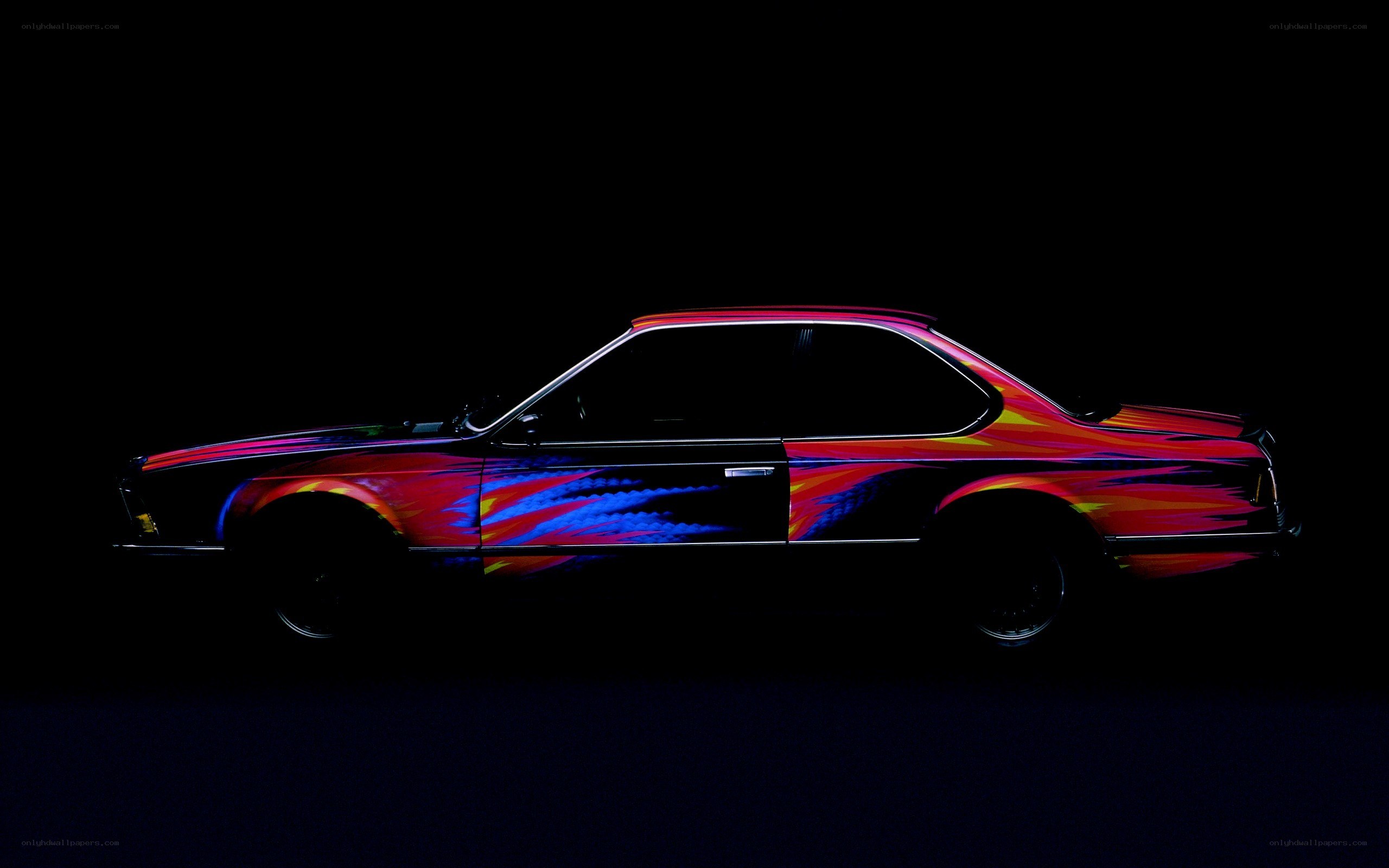 colorful car in dark setting