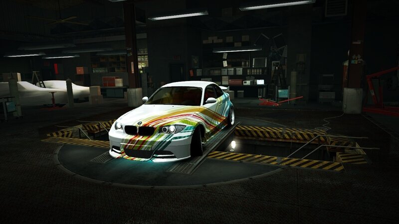colorful car in garage