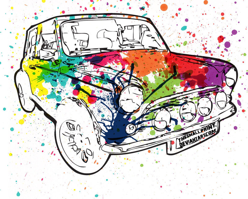 colorful car splatter art