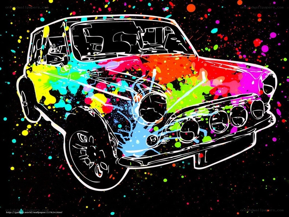 colorful car splatter art