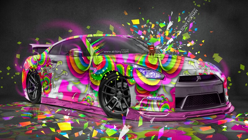 Colorful Car with Confetti — Pink