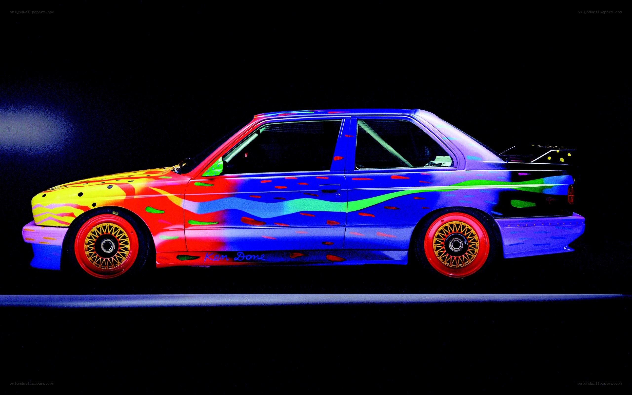 colorful car with custom paint