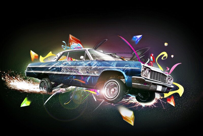 colorful car with graffiti art