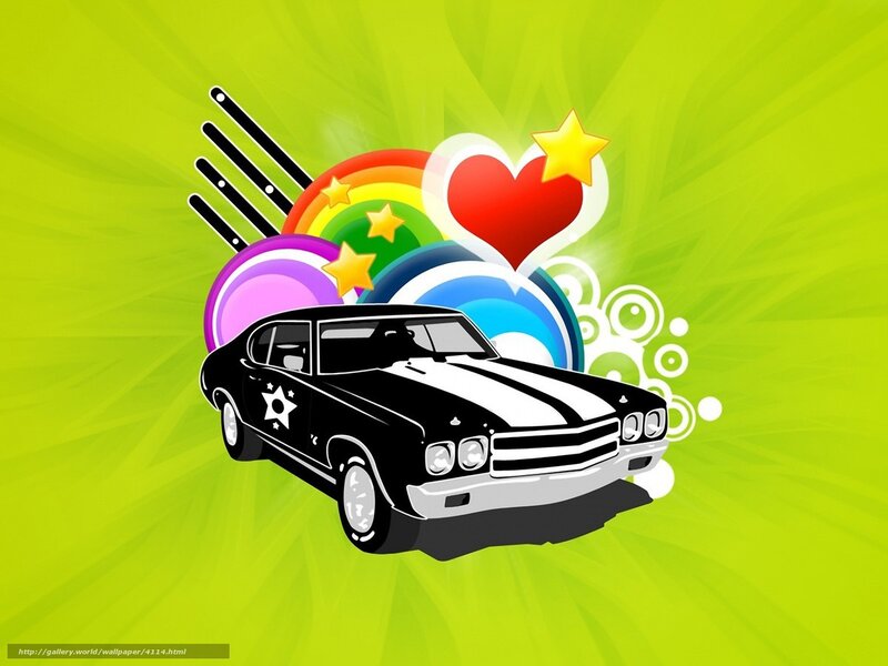 colorful car with heart and stars