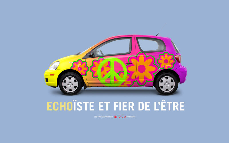 colorful car with peace sign