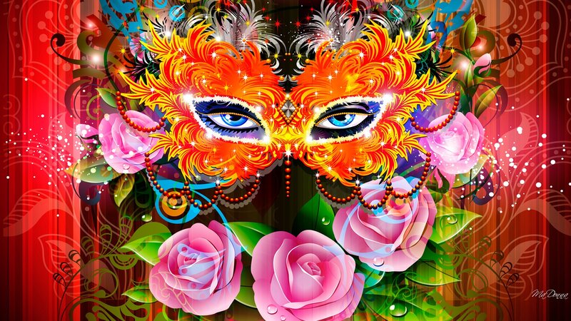 Colorful Carnival Mask — Red