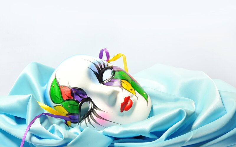 Colorful Carnival Mask — White