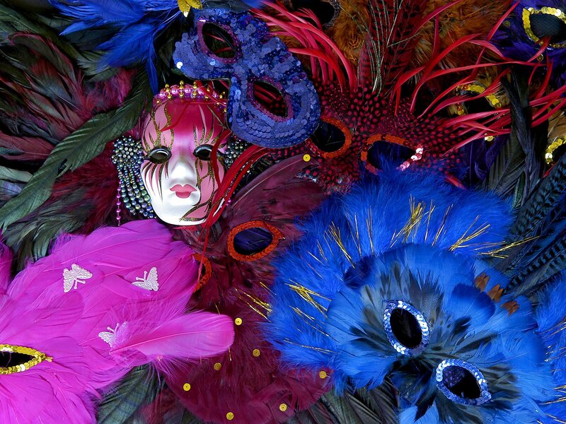 Colorful Carnival Masks — Blue, Festive