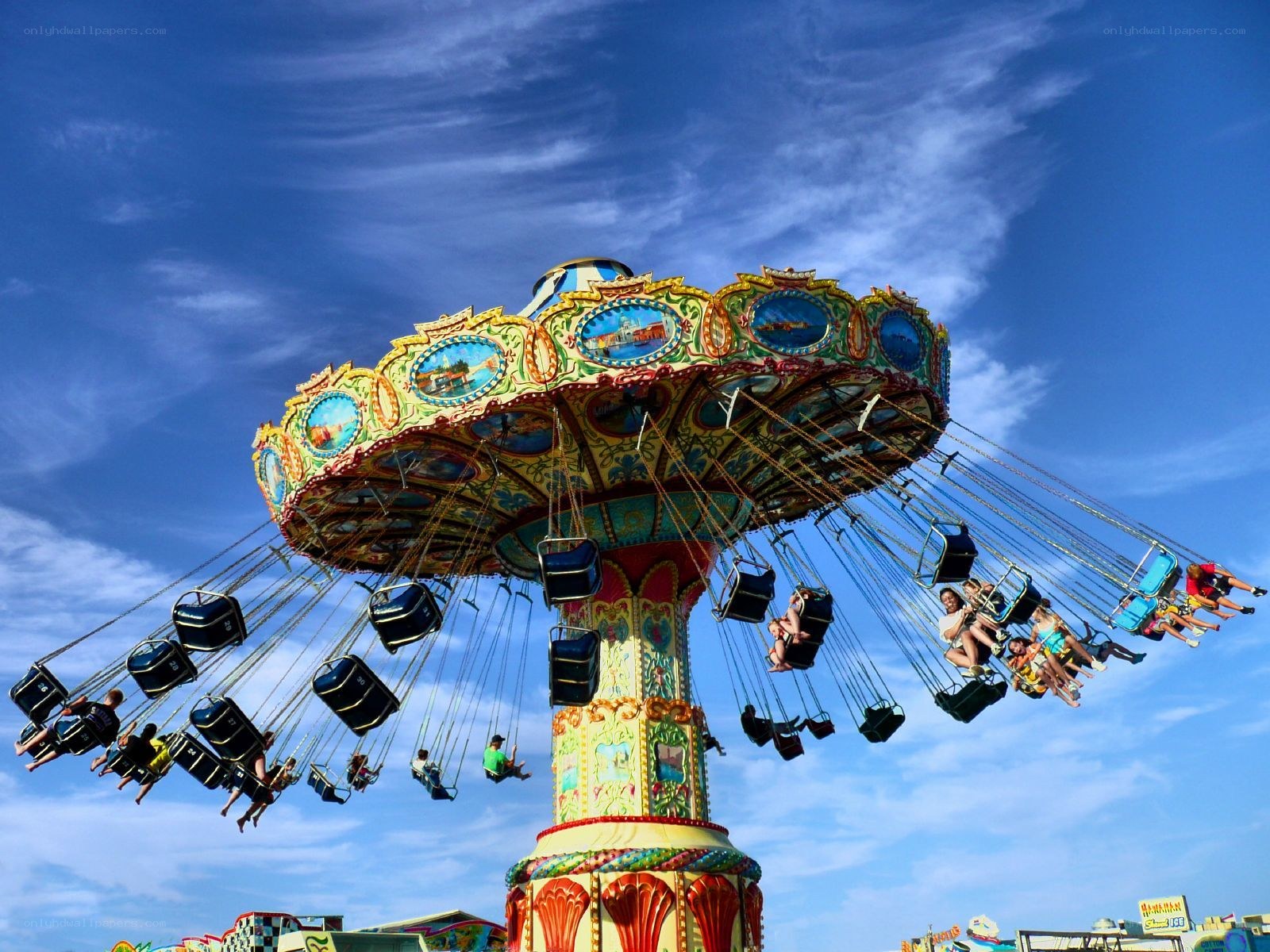Colorful carnival swing ride