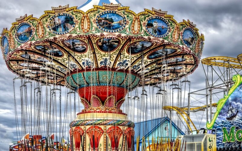 Colorful carousel at amusement park