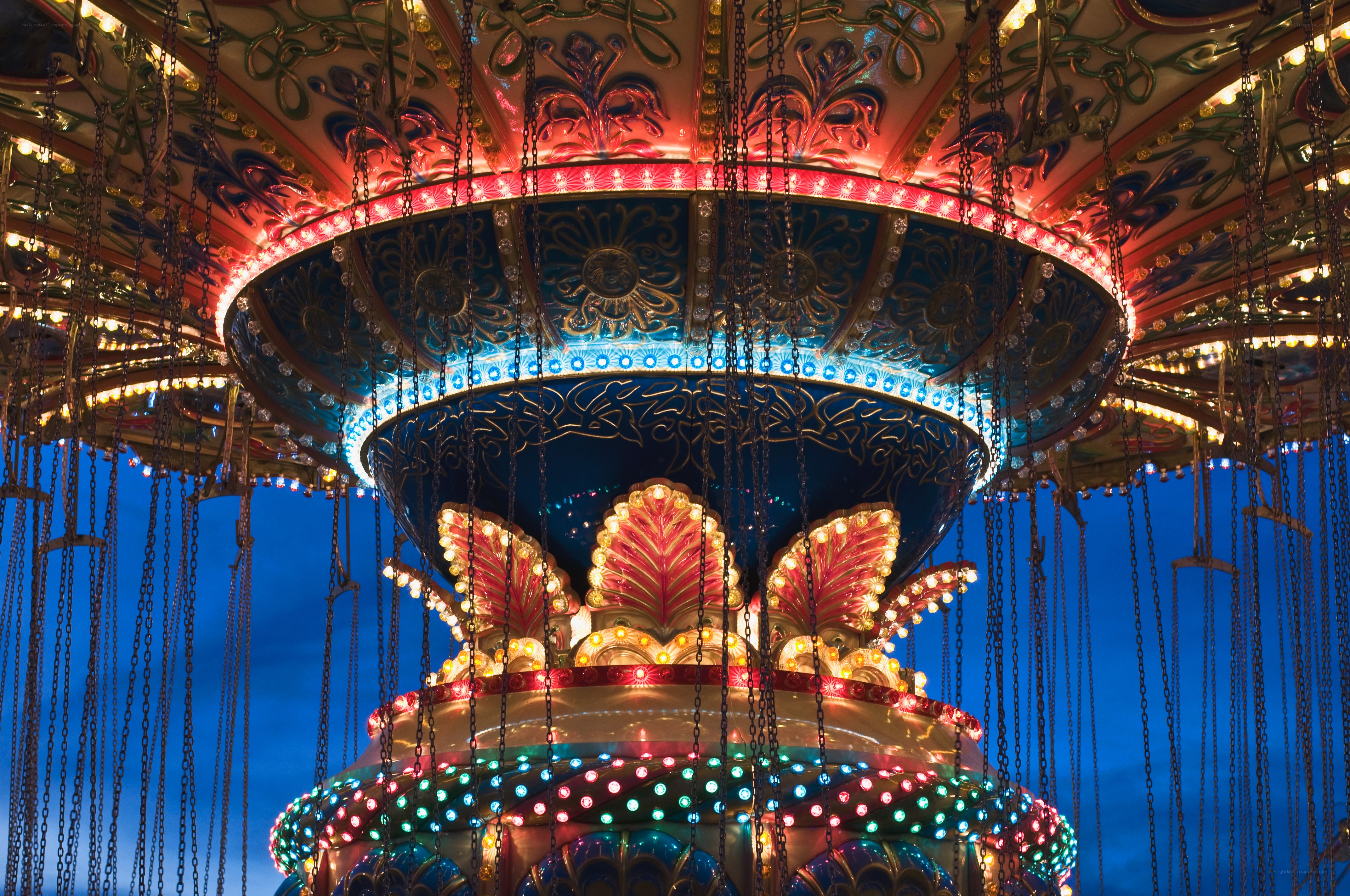 Colorful carousel at night