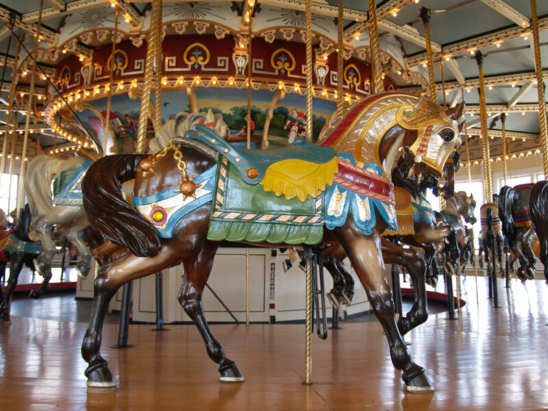 Colorful Carousel Horse — Brown