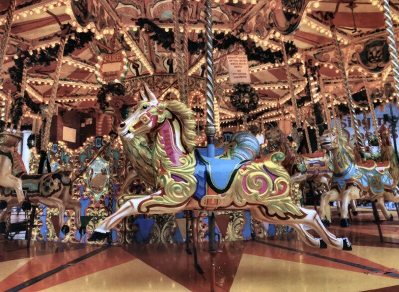 Colorful Carousel Horse — Gold