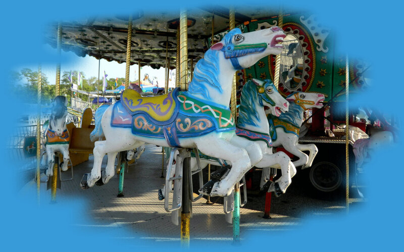 Colorful Carousel Horses — Blue