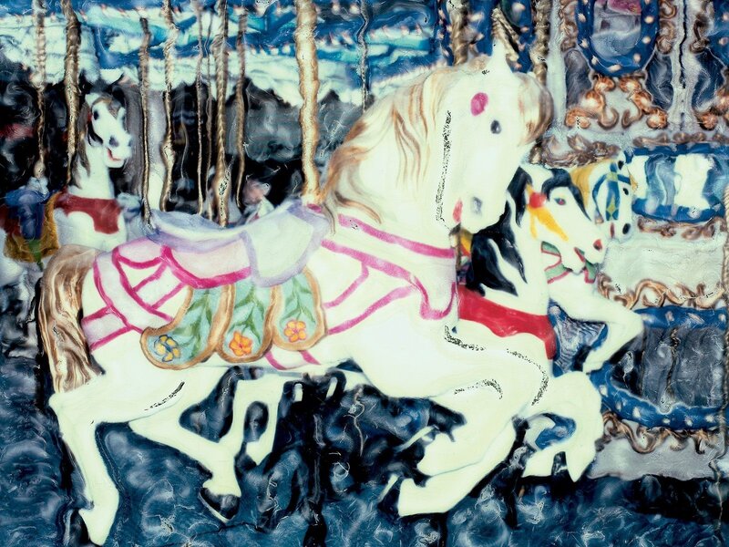 Colorful carousel horses
